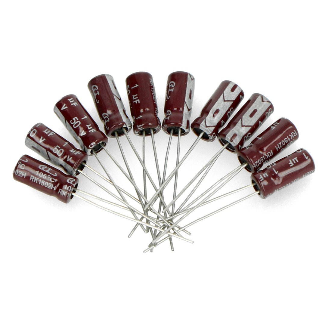 Electrolytic capacitor 1uF/50V 5x11mm 105C THT - 10pcs