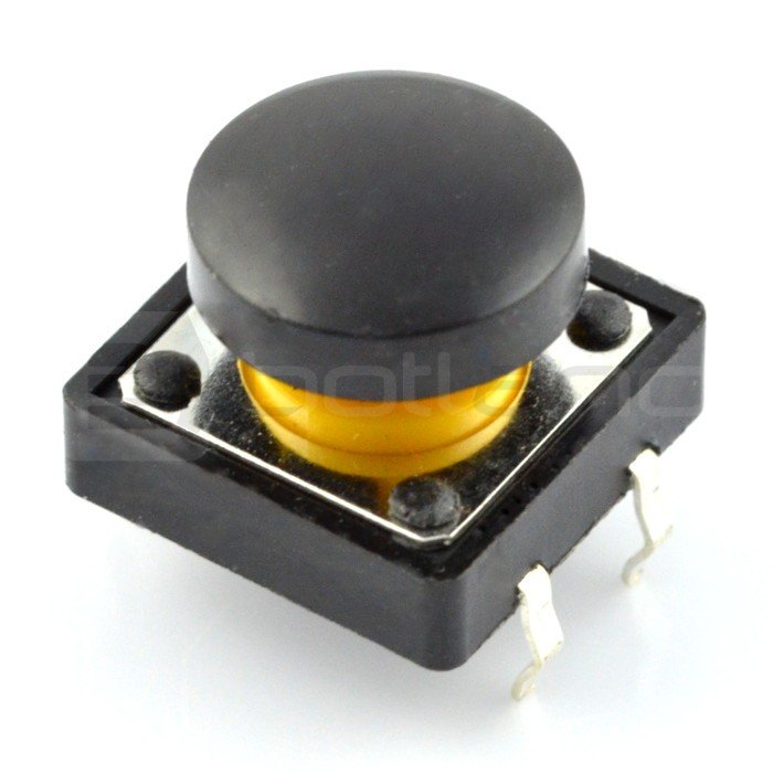 Tact Switch 12x12 mm with round cap - black