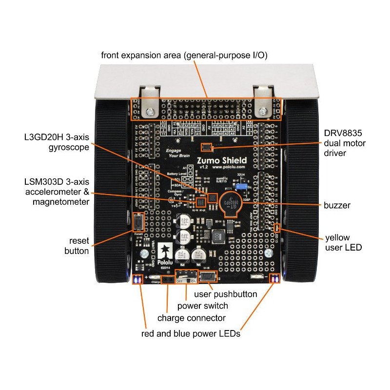 Zumo Shield v1.2 - plate page for Arduino
