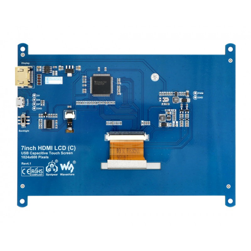 thumbnail image 2 of Waveshare 7inch HDMI LCD W/ Case 1024x600 IPS 2 of 13