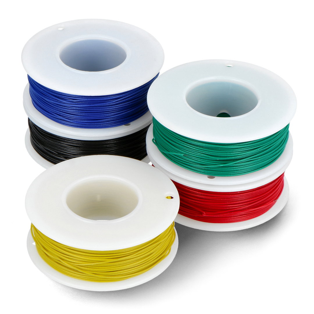 Wire spool set 30AWG - different colors - 5 pcs - justPi