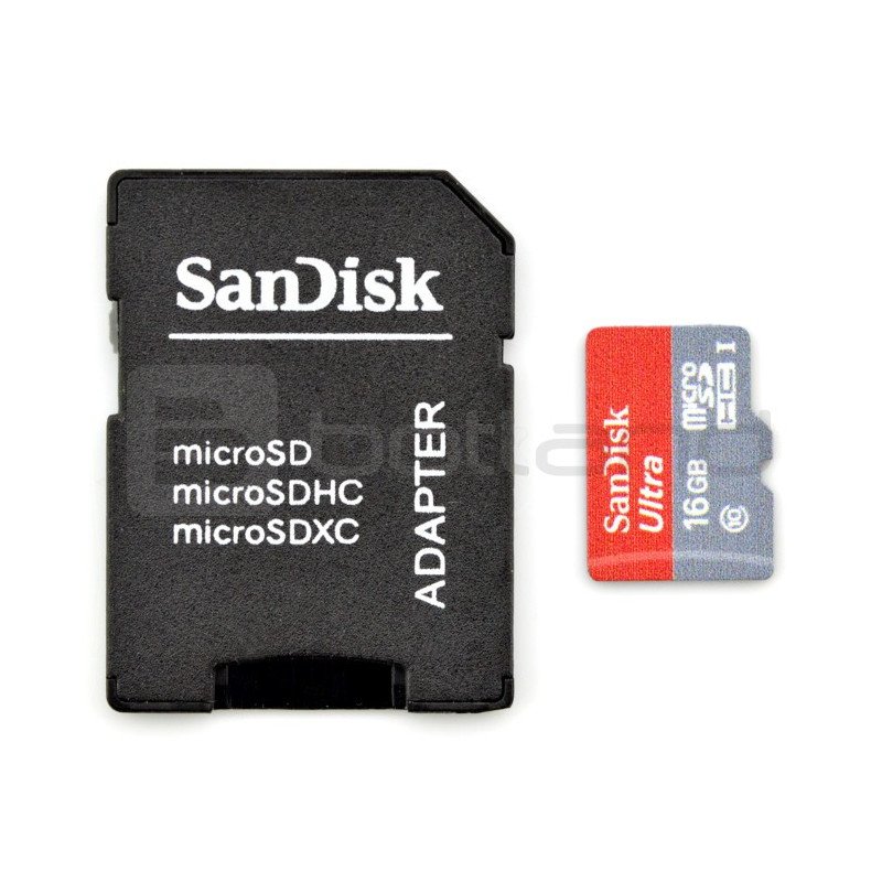SanDisk micro SD / SDHC memory card 16GB UHS 1 class 10 with adapter