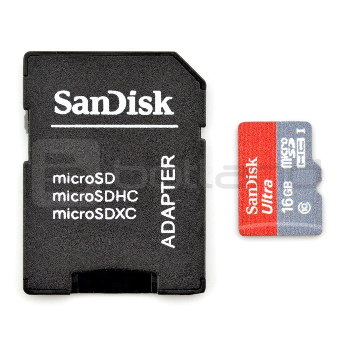 SanDisk micro SD / SDHC memory card 16GB UHS 1 class 10 with adapter