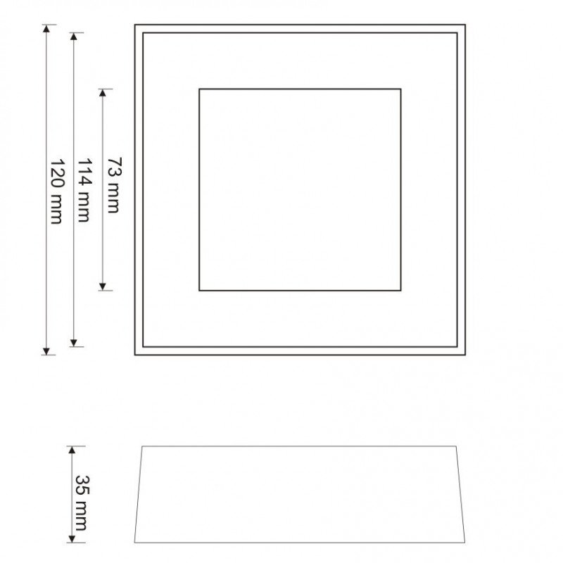 ART surface-mounted LED panel square 120mm, 6W, 360lm, cold color