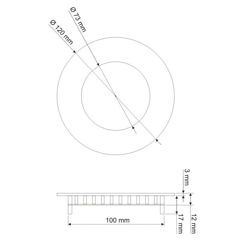 LED panel ART flush-mounted round 108mm, 6W, 400lm, heat color