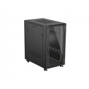 Standing rack installation cabinet - 19'' 22U 600x1000mm - black - glass door - Lanberg FF01-6022-23B