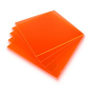 Fluorescent orange cast plexiglass - 3mm - 200x200mm - 5pcs.
