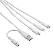 USB A/USB C to USB C + Lightning + microUSB B cable - 1,2 m white - Akyga AK-USB-52