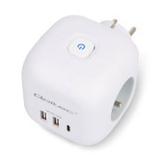 6-in-1 power strip - 2x USB Type-A and 1x USB Type-C - with illuminated power switch - Qoltec 52548