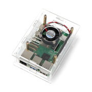 Obudowa do Raspberry Pi Rp5 otwarta z wentylatorem - przezroczysta
