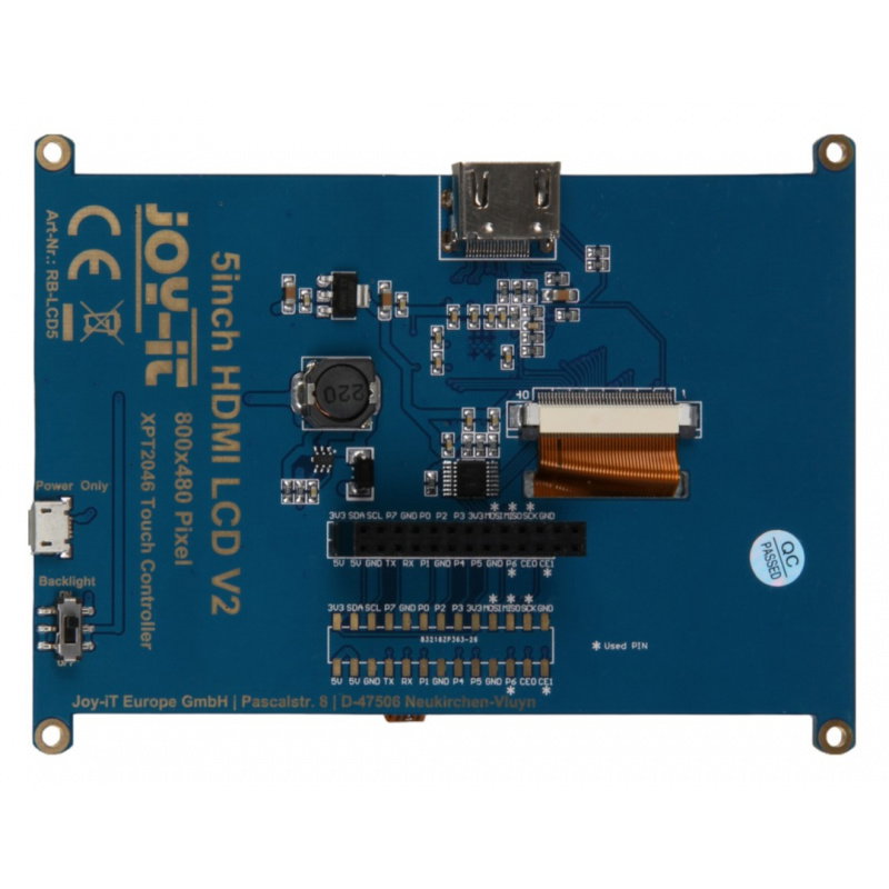 Touch screen 800x480px for Raspberry Pi - Joy-IT RB-LCD-5 5''