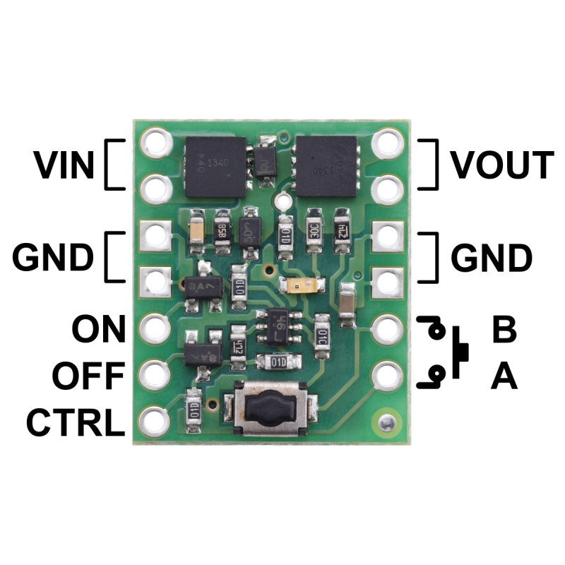 Pololu Mini Push MOSFET Switch LV 2.2-20V/6A - with Reverse Current Protection - Pololu 2808