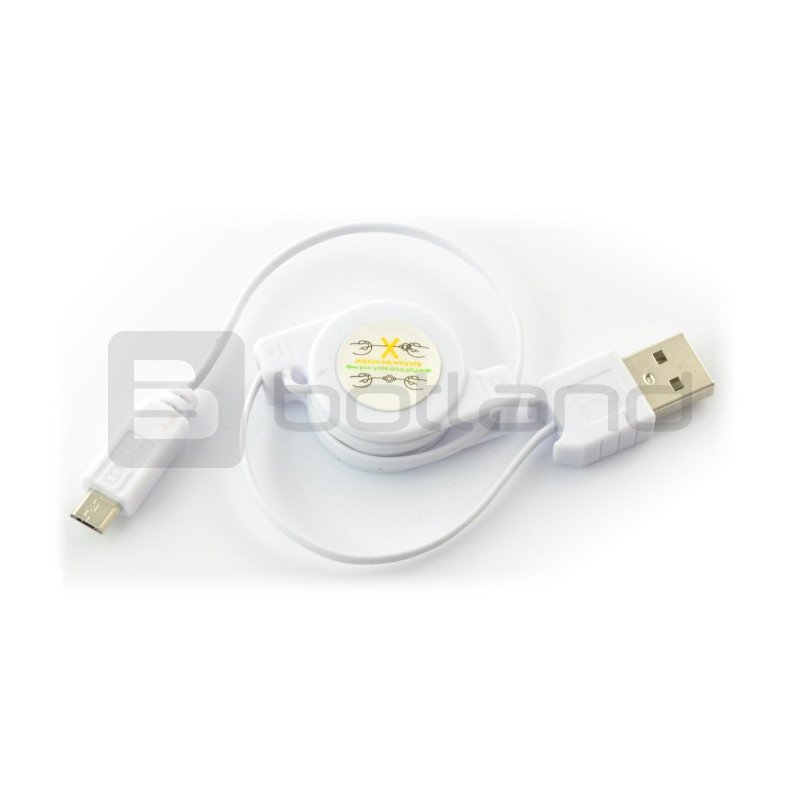 MicroUSB B - A coiled cable - 0.75 m - white