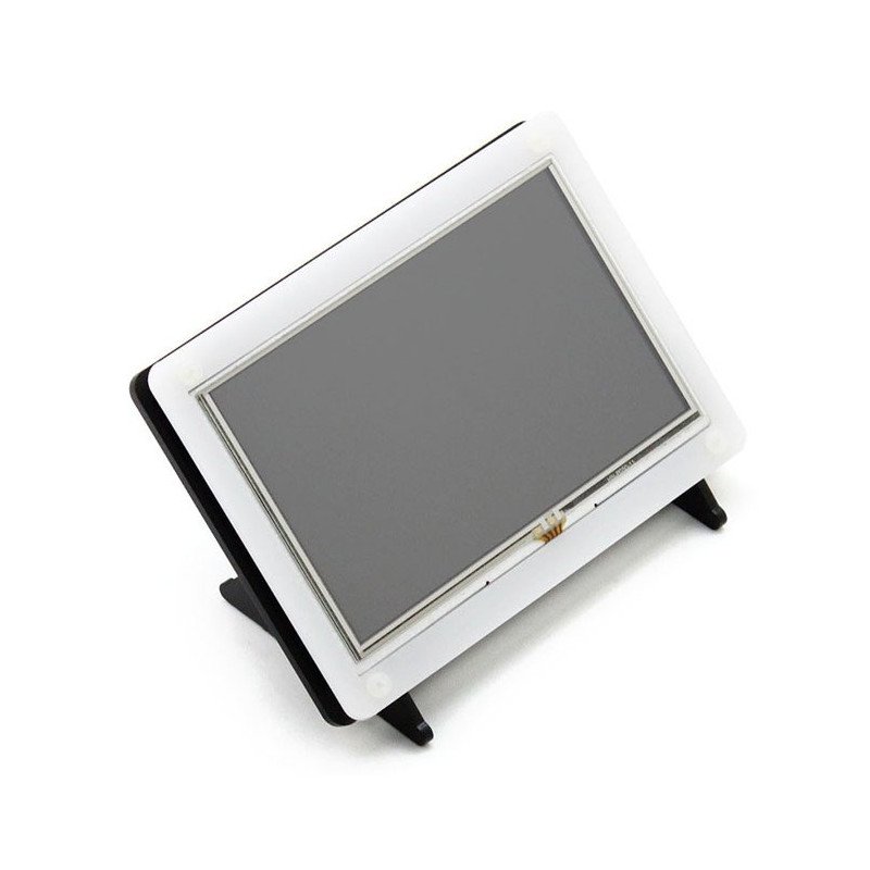 Resistive touch screen TFT LCD display 5" 800x480px HDMI + USB for Raspberry Pi 2/B+ and a black-and-white case 
