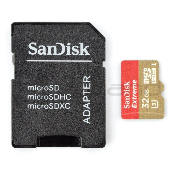 SanDisk Extreme micro SD / SDHC 32GB 600x UHS-I 3 class 10 memory card with adapter