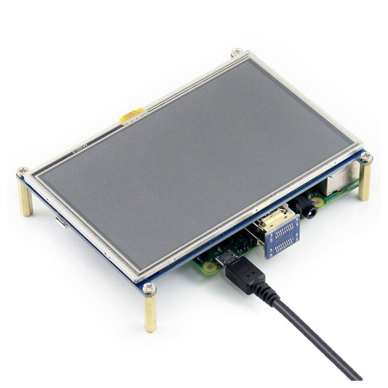 Resistive touch screen TFT LCD 5" HDMI 800x480px + GPIO for Raspberry Pi 2/B+ + case black and white 