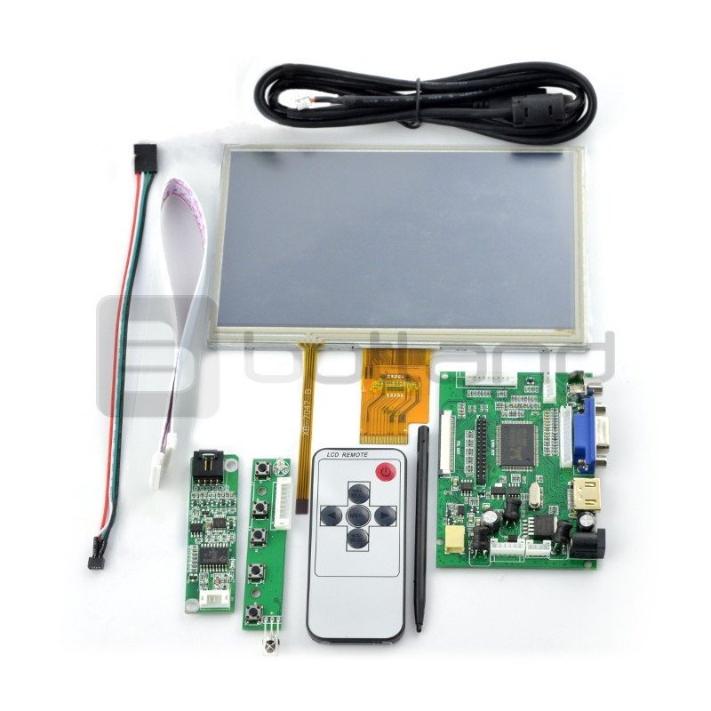 Touch screen TFT 7'' 800x480 with power supply for Raspberry Pi