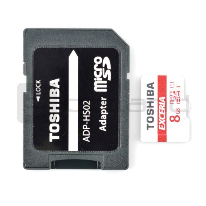 Toshiba micro SD / SDHC 8GB UHS 1 Class 10 memory card with adapter