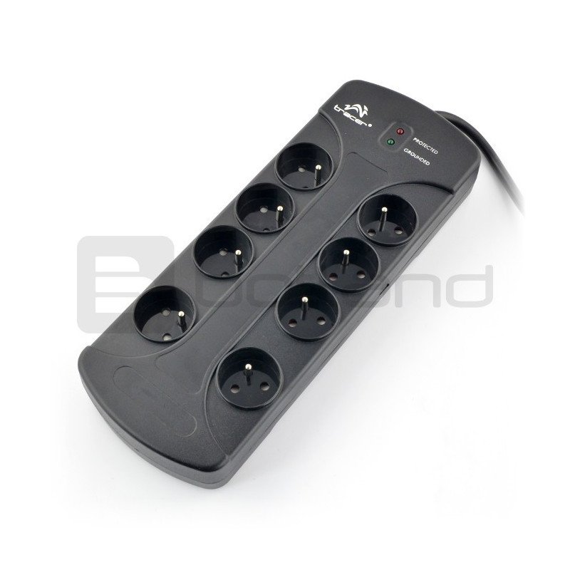 Power strip with Tracer PowerGuard protection black - 8 sockets - 3m
