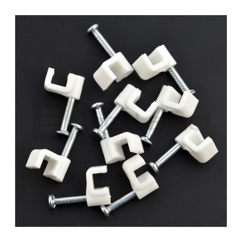 Cable holder rectangle 4/4mm - white, 100 pcs