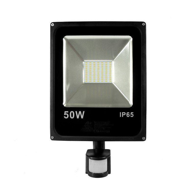 Outdoor LED lamp ART SMD PIR with motion detector, 50W, 3000lm, IP65, AC80-265V, 4000K - neutral white
