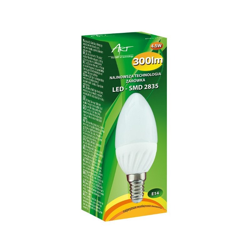 LED bulb ART E14, 4.5W, 300lm, warm color