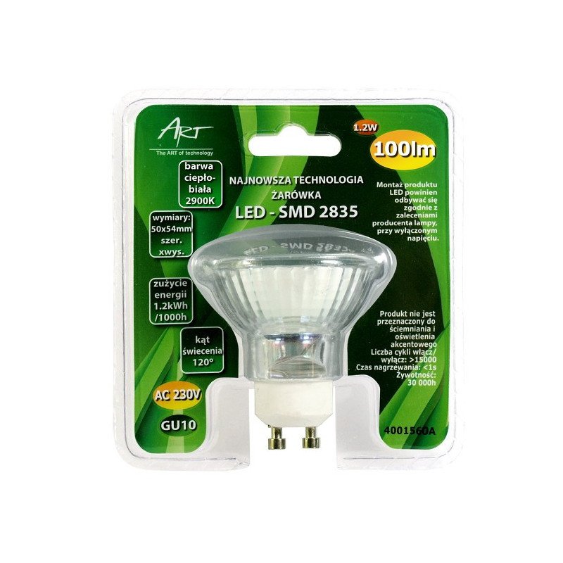 LED ART bulb, GU10, 1.2W, 100lm, warm color