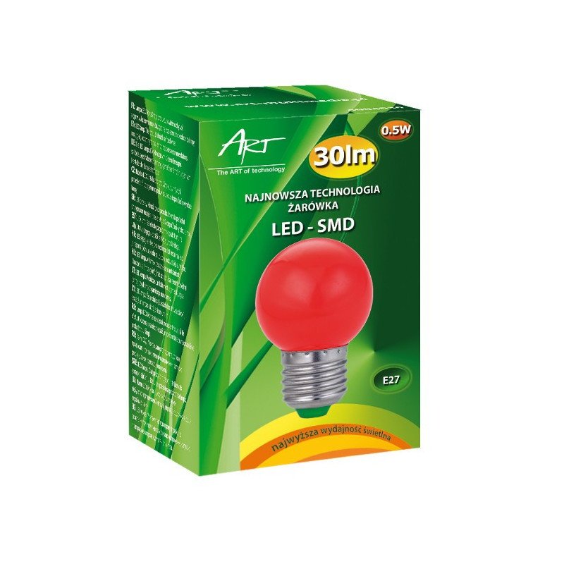 LED bulb ART E27, 0.5W, 30lm, red