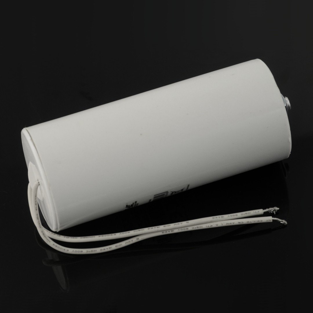 Motor capacitor 80uF/450V 55x128mm with wires