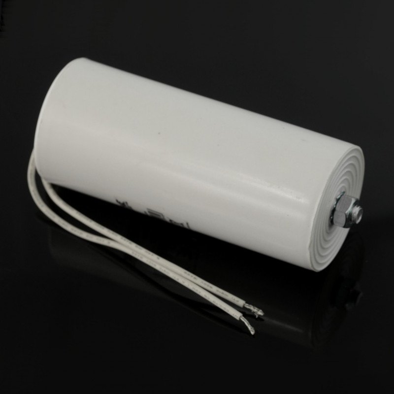 Motor capacitor 80uF/450V 55x128mm with wires