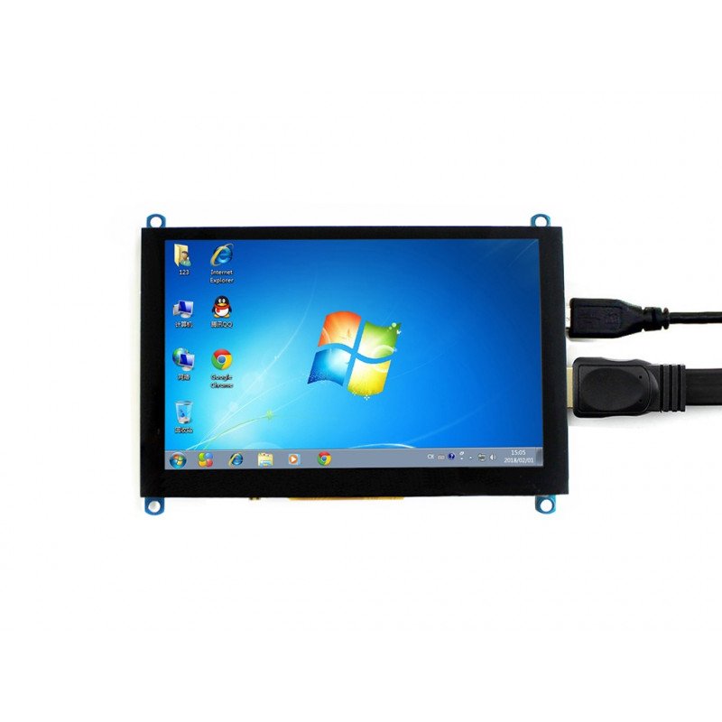 Capacitive touch screen TFT LCD display 5" (H) 800x480px HDMI + USB Rev. 2.1 for Raspberry Pi 3B+/3B/2B/Zero