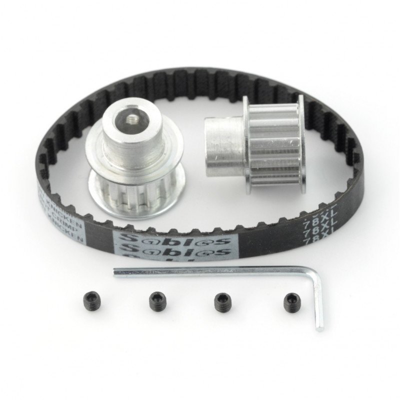 Timing belt 10x180mm + gear wheel 12T - 8mm - 2pcs.