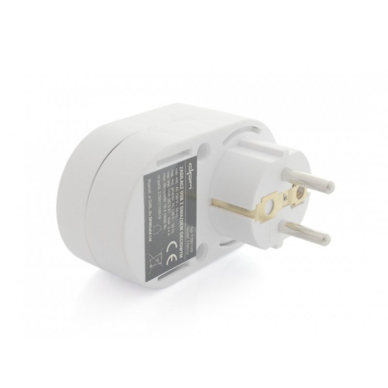 DPM 2xUSB power supply with 5V / 3,4A power socket - white