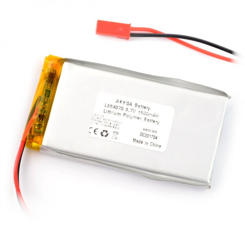 Akyga 1500mAh 1S 3.7V Li-Pol battery - JST-BEC + socket