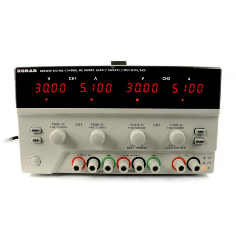 3in1 Korad power supply KD3305D 2x 0-30V/0-5A + 1x 5V/3A