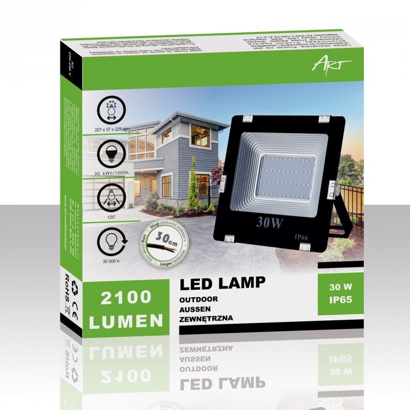 Lampa zewnętrzna LED ART, 10W, SMD, IP65, AC220-246V, czarna, 4000K-W