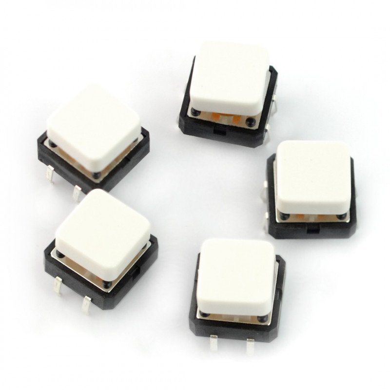 Tact Switch 12x12 mm with square socket - white