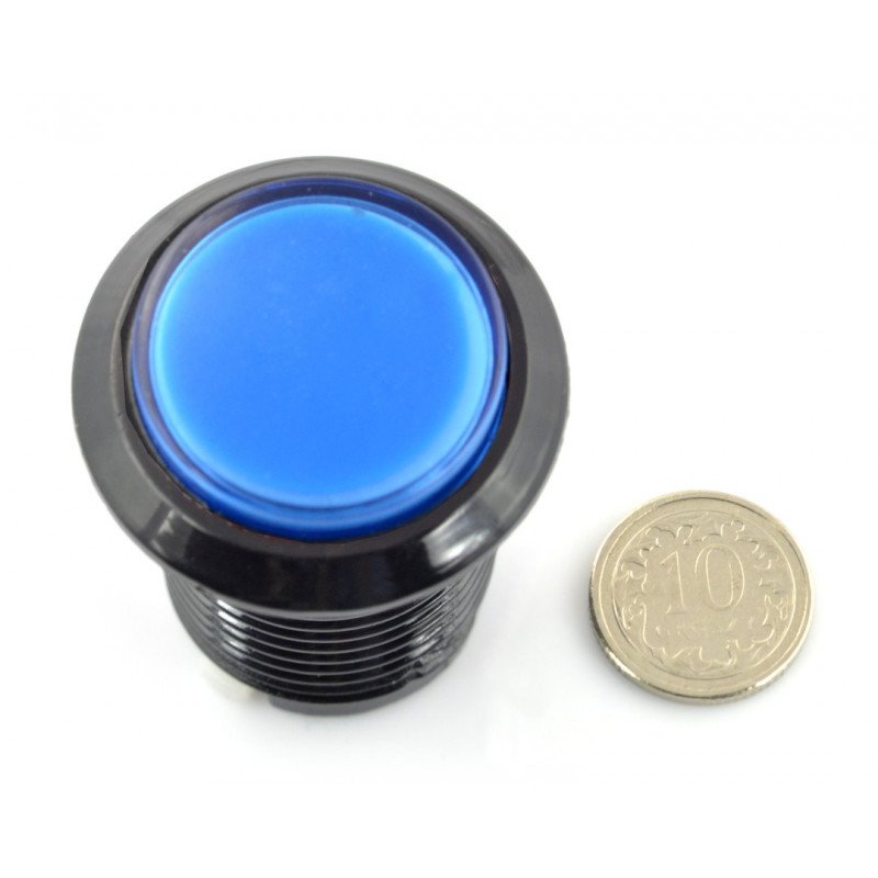 Arcade Push Button 3.3cm - black with blue lighting