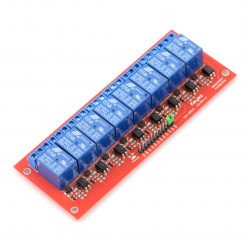 Relay module, 8 channels with optical isolation - contacts 7A/240VAC coil 12V