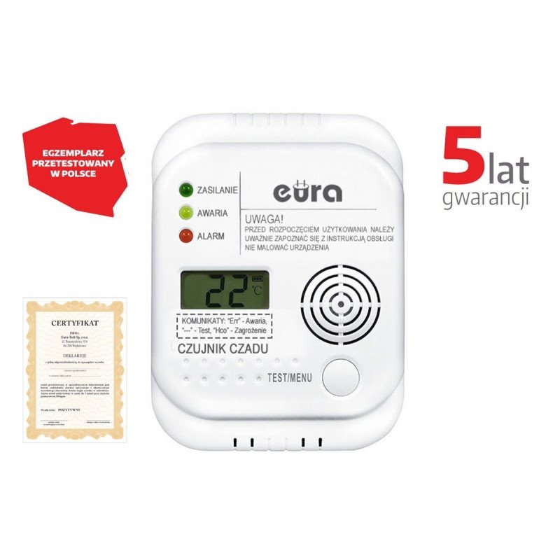 Eura-tech Eura CD-65A4 - carbon monoxide CO sensor LCD 4,5V DC