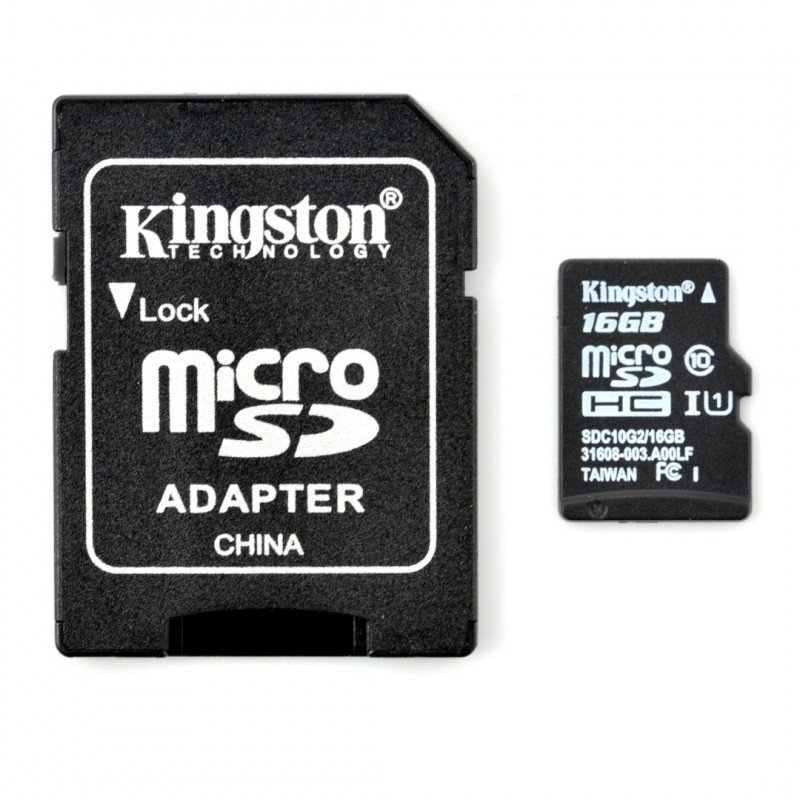 The memory card Kingston microSD / SDHC 300x 16GB UHS-I class 10 with adapter
