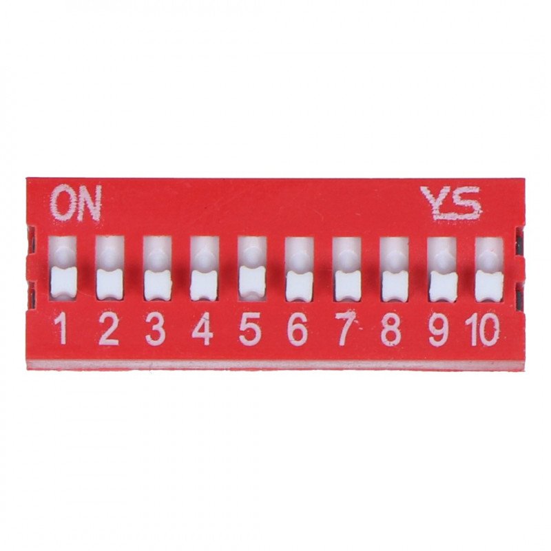 DIP switch 10 switches - red