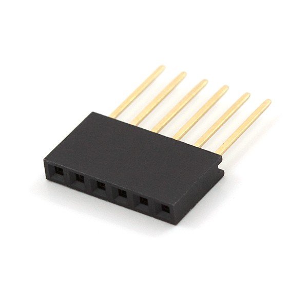 Female socket extended 1x6 raster 2,54mm for Arduino