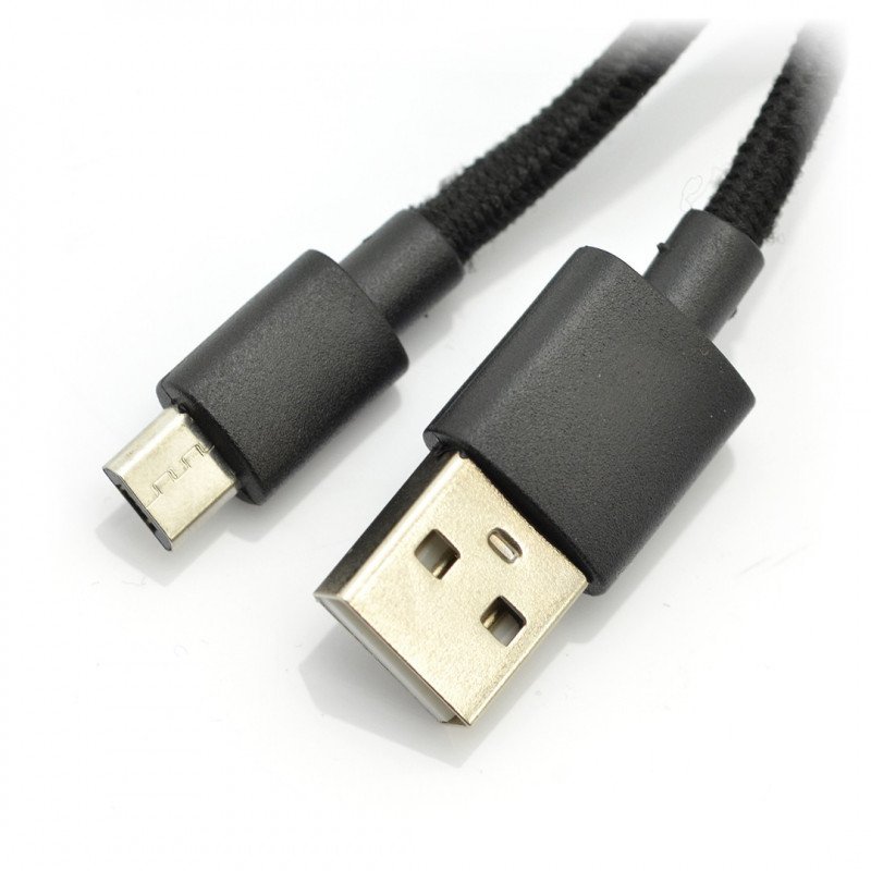 Cable microUSB B - A in black braid EB181K - 1m