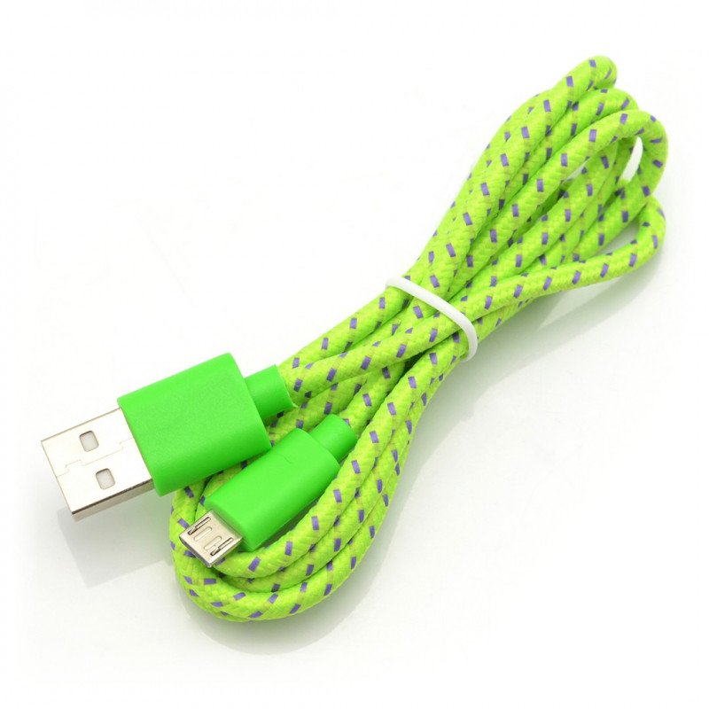 Cable microUSB B - A in green braid EB175GP - 1m
