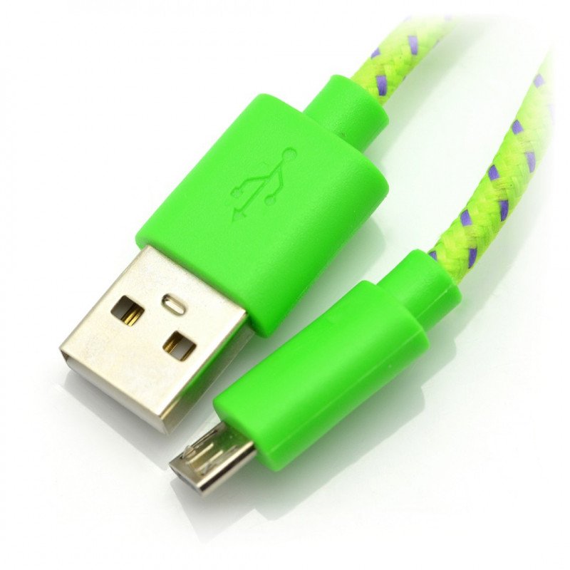Cable microUSB B - A in green braid EB175GP - 1m