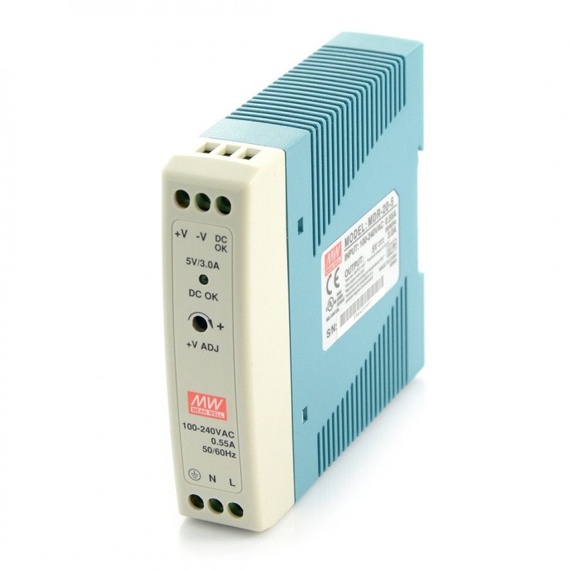 Mean Well MDR-20-5 DIN rail power supply - 5V / 3A / 15W