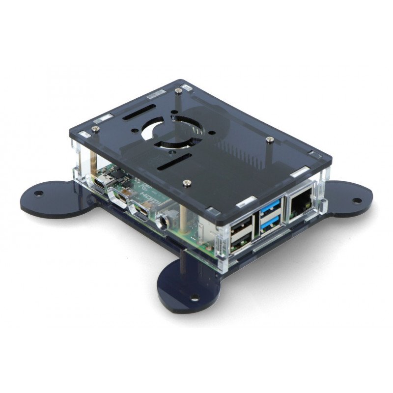 Raspberry Pi model 4B Vesa monitor-mounted enclosure - black and transparent - LT-4B17