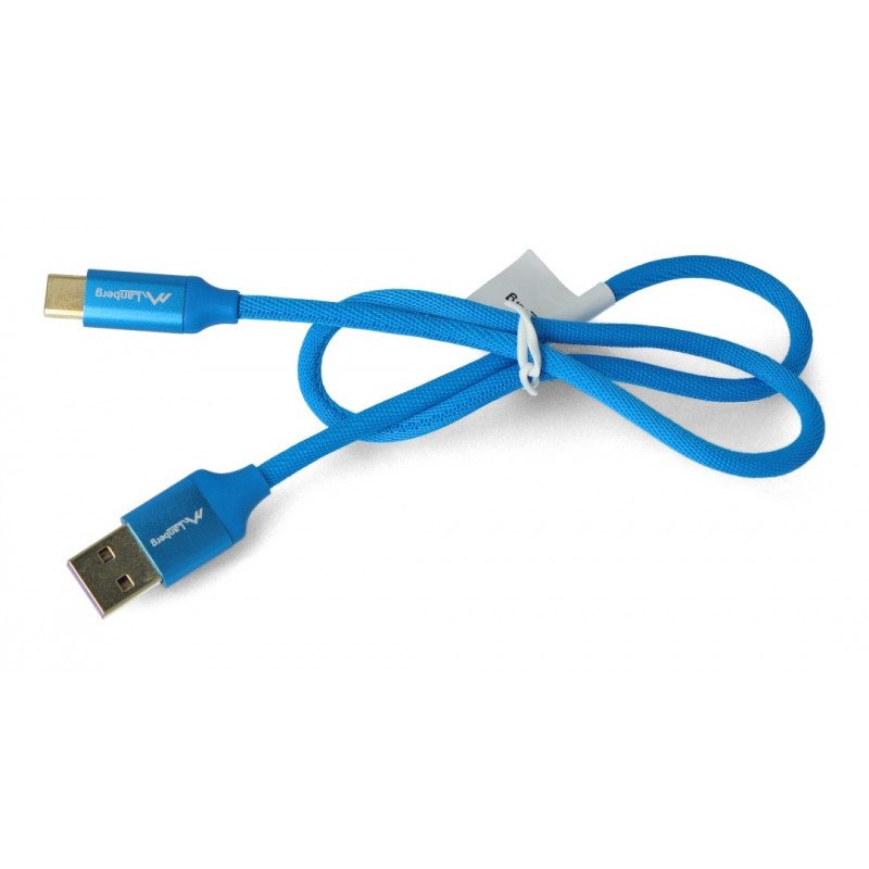 Lanberg USB cable Type A-C 2.0 premium blue 5A - 0.5m