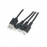 Lanberg Combo 3in1 USB cable type A - microUSB + lightning + USB type C 2.0 black PVC - 1.8m - zdjęcie 1